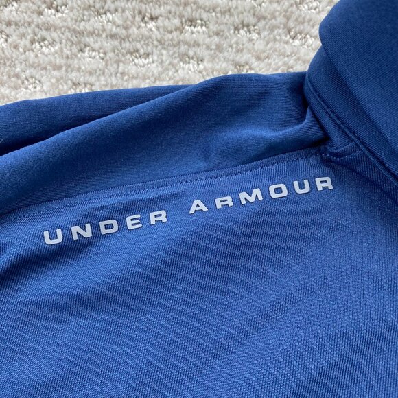 Under ARMOUR Golf Shirt Men 2XL Navy Blue Edmonton Oil Kings Hockey Activewear - Picture 4 of 12